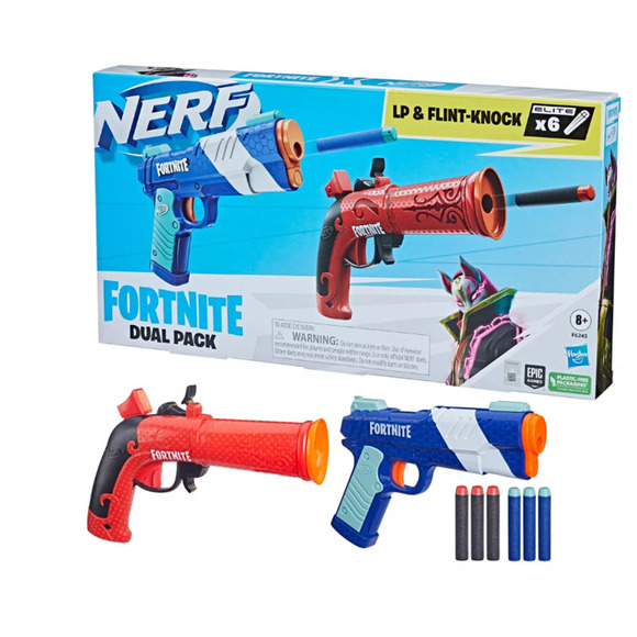 Nerf Fortnite Dual Pack Flint Knock Blasters  and Darts NWT - Picture 3 of 6